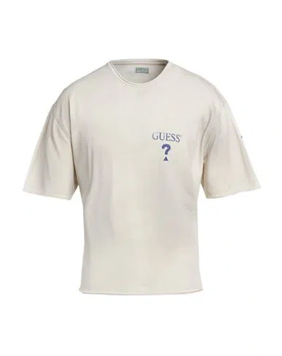 Guess Man T-shirt Light Grey Size L Cotton In Neutral