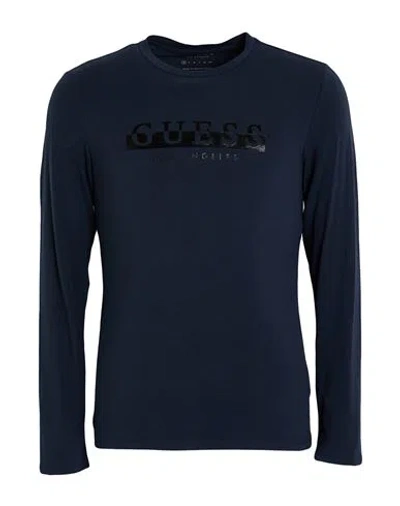 Guess Man T-shirt Midnight Blue Size S Cotton, Elastane