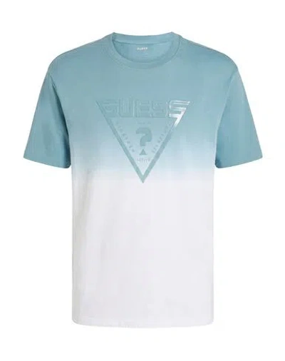 Guess Man T-shirt Pastel Blue Size L Cotton In Multi