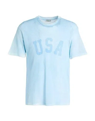 Guess Man T-shirt Sky Blue Size L Cotton