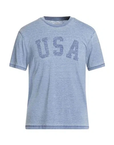 Guess Man T-shirt Slate Blue Size L Polyester, Cotton