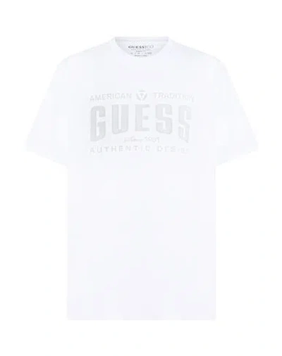 Guess Man T-shirt White Size Xxl Organic Cotton