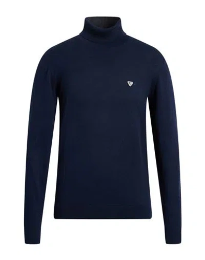 Guess Man Turtleneck Midnight Blue Size S Cotton, Polyester