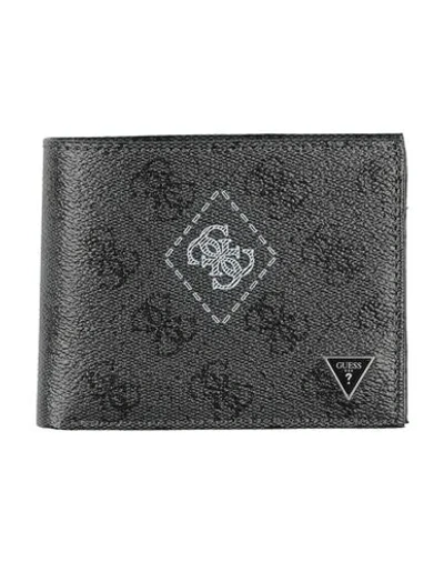 Guess Man Wallet Charcoal Size - Leather In Gray