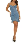 Guess Women's Raye Zippered Denim Mini Dress In Blue