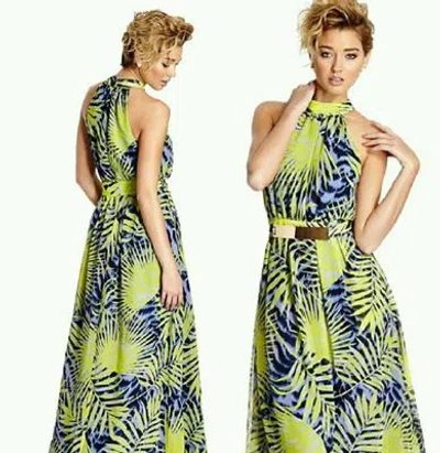 Pre-owned Guess Marciano $389 Guess By Marciano Silk Maxi Gown Dress In Multicolor