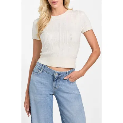 Guess Marcie Short Sleeve Chenille Sweater In White