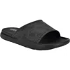 Guess Margaria Slide Sandal In Dark Grey Logo Multi