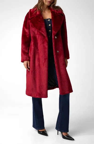 Guess Marilyn Faux Fur Coat In Red