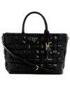 Guess Marion Quilted Large Satchel Bag In Black