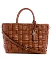 Guess Marion Quilted Large Satchel Bag In Brown