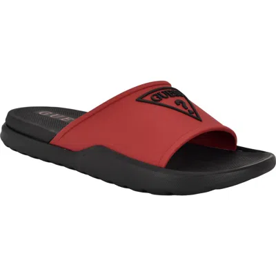 Guess Marith Slide Sandal In Red/black