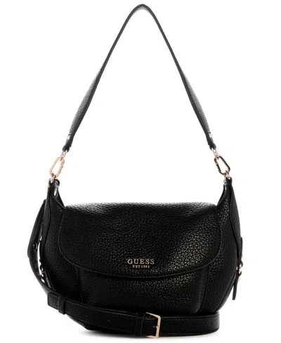 Guess Marsha Flap Small Shoulder Bag In Black