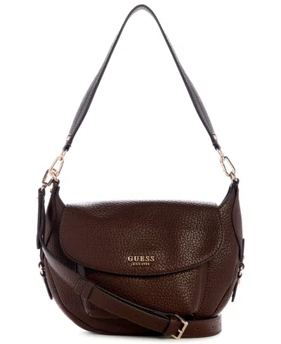 Guess Marsha Flap Small Shoulder Bag In Brown