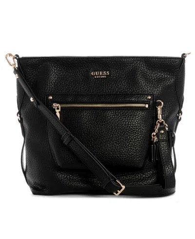 Guess Marsha Small Crossbody Bucket Bag In Black