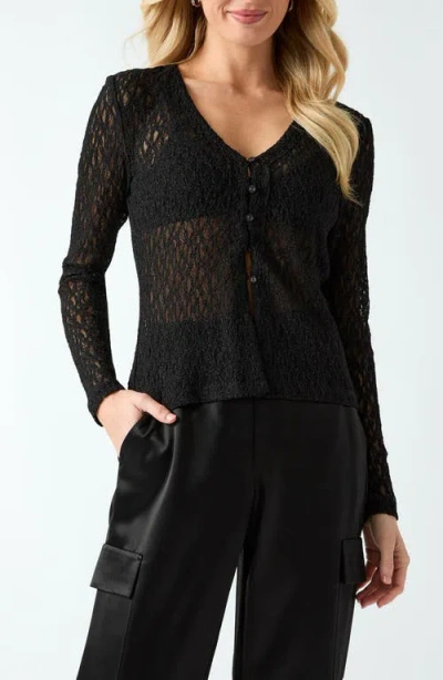 Guess Matilde Lace Cardigan Top In Black