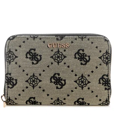 Guess Melinda Logo Zipper Closure Wallet In Black