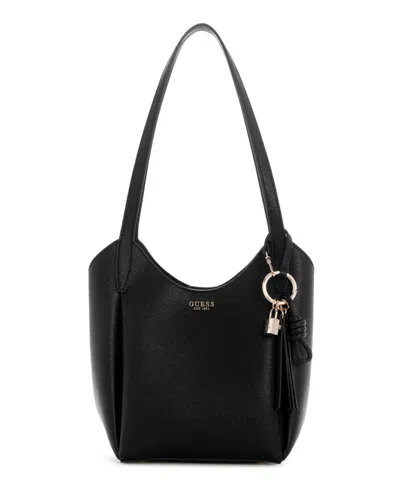 Guess Melody Small Bucket Handbag In Black
