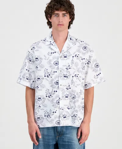 Guess Men's Allover Embroidery Button-up Shirt In Multi