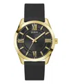 Guess Men's Analog Black Silicone Watch, 44mm In Black