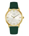 Guess Men's Analog Green Leather Watch, 44mm In Green