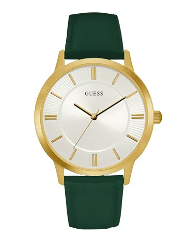 Guess Men's Analog Green Leather Watch, 44mm