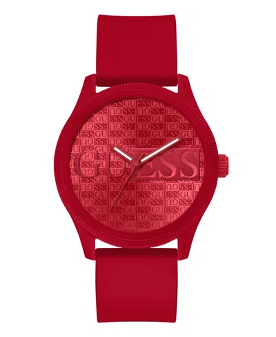 Guess Men's Analog Red Silicone Watch 45mm