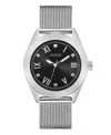 Guess Men's Analog Silver Tone Mesh Watch, 44mm In Silver Tone