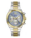 GUESS MEN'S ANALOG TWO-TONE 100% STEEL WATCH 44MM