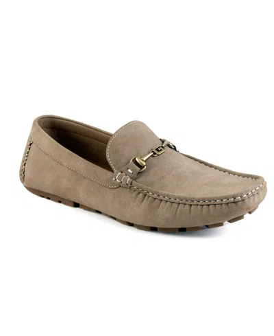 Guess Men's Ansto Logo Bit Detailed Driving Loafers In Taupe