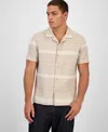 Guess Men's Arrow Jacquard Short Sleeve Button-up Shirt In Neutral