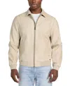 Guess Men's Aviator Relaxed-fit Faux-leather Bomber Jacket In Pearl,beige Combo
