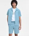 Guess Flower T Shirt Baron Textured Knit Shorts Shirt In Honest Blue