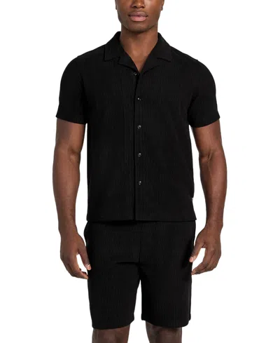 Guess Men's Baron Textured Knit Shirt In Jet Black A996