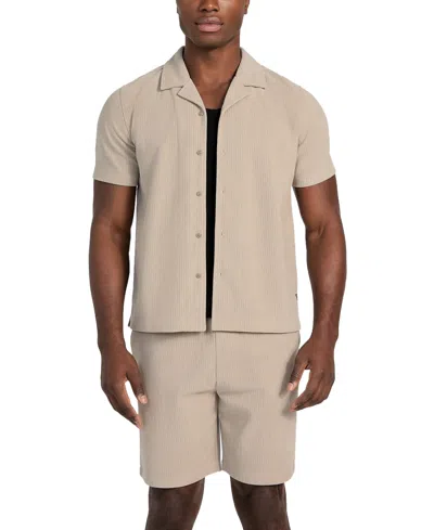 Guess Men's Baron Textured Knit Shirt In Traditional Khaki