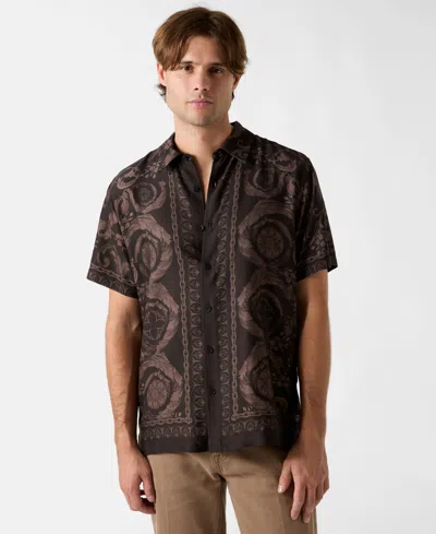 Guess Men's Baroque Printed Pointed Collar Shirt In Brown