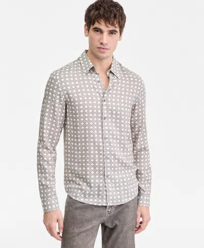 Guess Men's Basket Weave Shirt In Brown