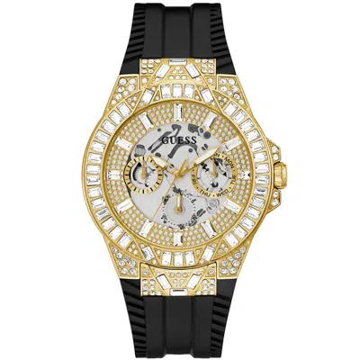 Guess Men's Black Gold Tone Multi-function Champagne Dial Watch