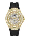 Guess Men's Black Gold Tone Multi-function Champagne Dial Watch In Brown