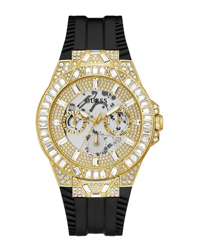 Guess Men's Black Gold Tone Multi-function Champagne Dial Watch