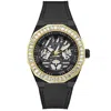 Guess Men's Black Round Dial Analog Black Dial Watch In Black
