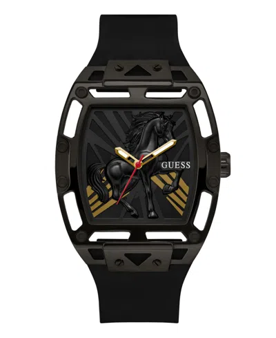 Guess Men's Black Silicone Analog Watch, 44mm