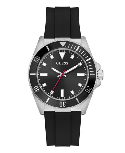 Guess Men's Black Silver Tone Analog Watch, 41mm
