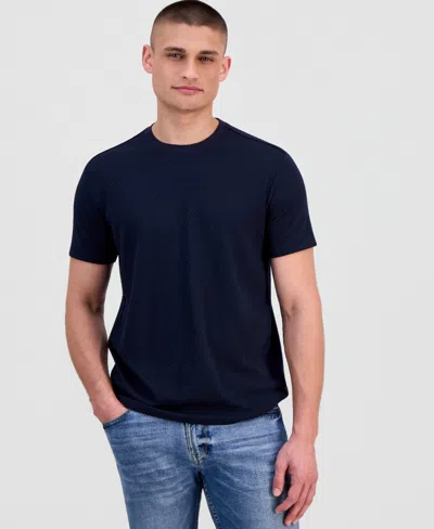 Guess Men's Blake Textured Crew Short-sleeve Knit T-shirt In Blue