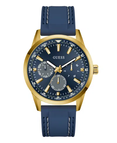 Guess Men's Blue Gold Tone Multi-function Watch, 44mm