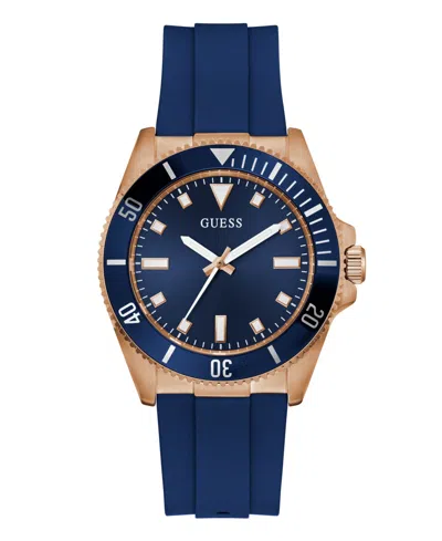 Guess Men's Blue Rose Gold Tone Analog Watch, 41mm
