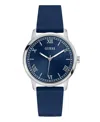 Guess Men's Blue Silver Tone Analog Watch, 40mm In Silver
