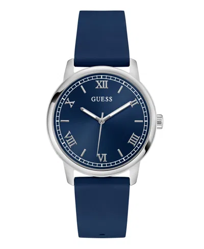 Guess Men's Blue Silver Tone Analog Watch, 40mm
