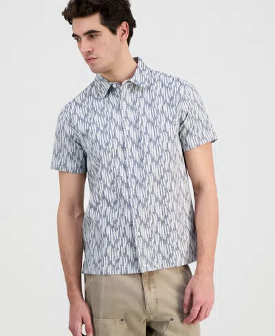 Guess Men's Bowline Cotton Jacquard Short-sleeve Shirt In Gray