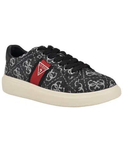 Guess Men's Caffen Branded Lace-up Casual Sneakers In Black